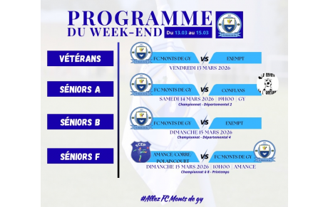 Programme du week-end S11